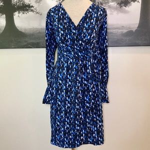 London Times Petites Long Sleeve Wrap Dress